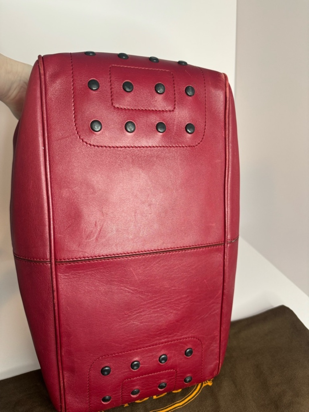 #282 Tod's Burgandy Large Leather Hobo Shoulder Bag w/ Dust Bag - Picture 8 of 17